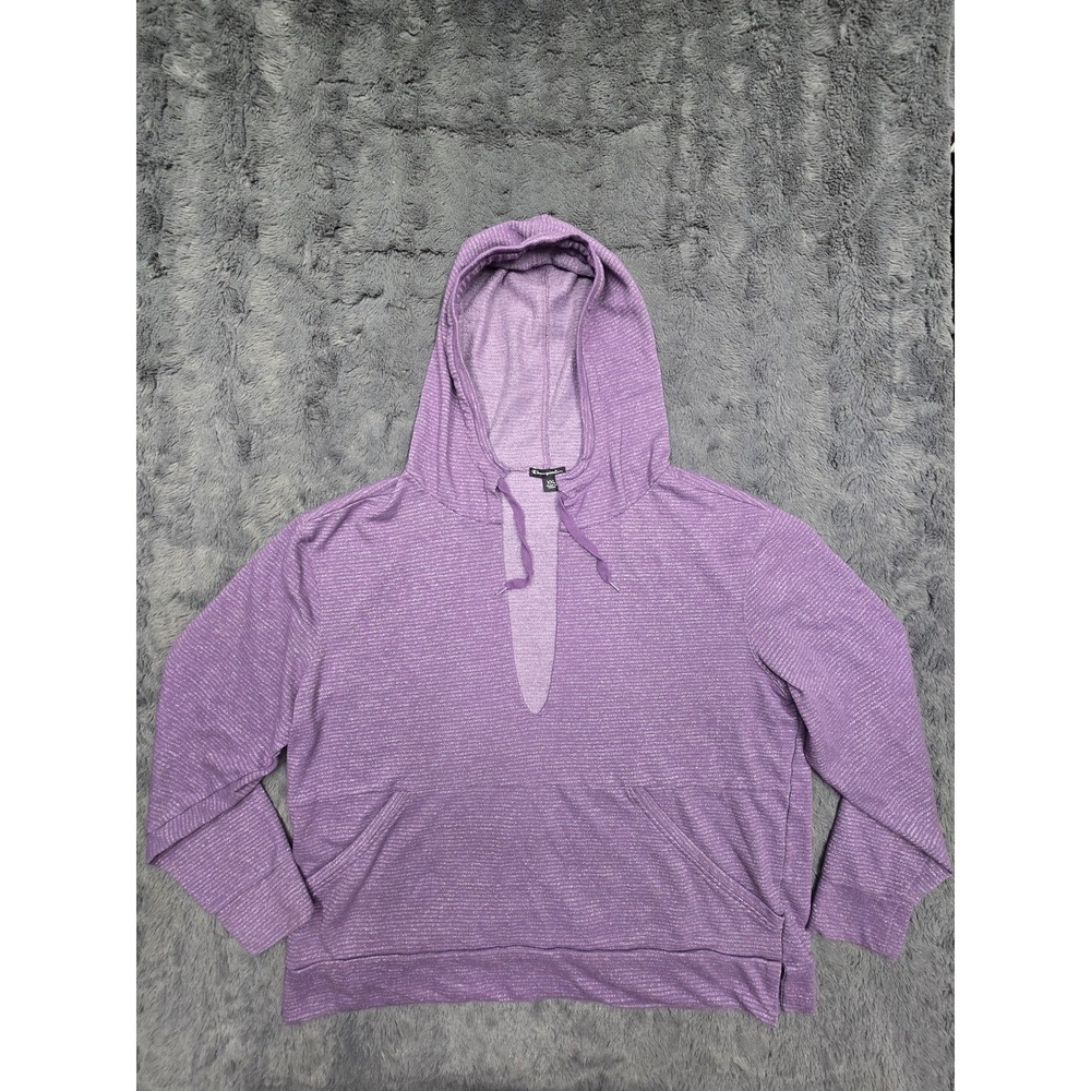 Champion Elite Purple Heathered V-Neck Hoodie Pullover Sweatshirt XXL 1167194